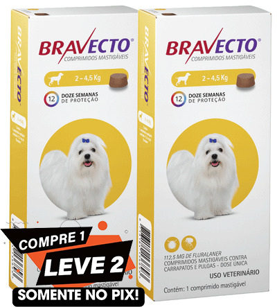 Bravecto para Cães de 2 a 4,5 kg - 112,5 mg - 2 Unidades